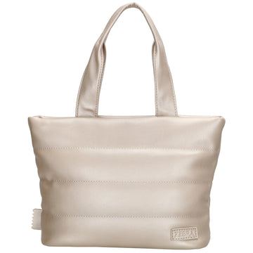 Umhängetasche gesteppt 30x20cm in Champagner aus Kunstleder - leder-accessoires.com