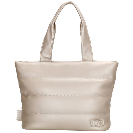 Umhängetasche gesteppt 30x20cm in Champagner aus Kunstleder - leder-accessoires.com