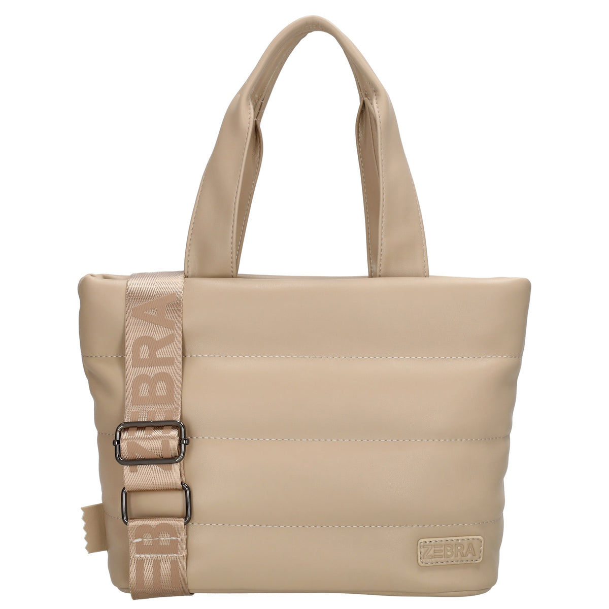 Umhängetasche gesteppt 30x20cm in Beige aus Kunstleder - leder-accessoires.com