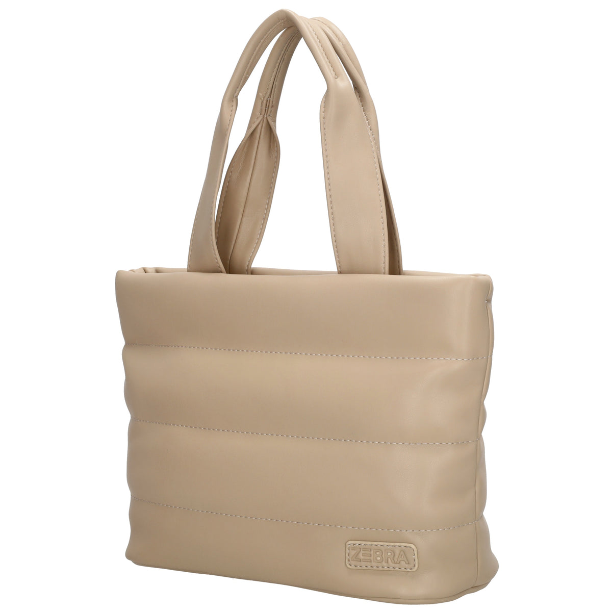 Umhängetasche gesteppt 30x20cm in Beige aus Kunstleder - leder-accessoires.com