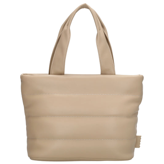 Umhängetasche gesteppt 30x20cm in Beige aus Kunstleder - leder-accessoires.com