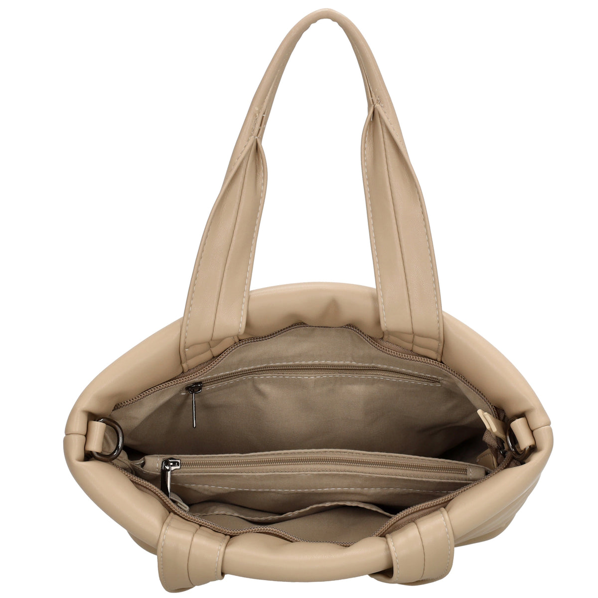 Umhängetasche gesteppt 30x20cm in Beige aus Kunstleder - leder-accessoires.com