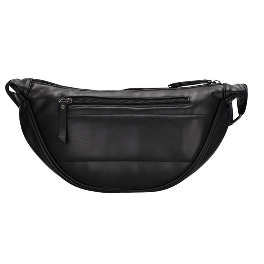 Bodybag gesteppt 33x16cm in Schwarz aus Kunstleder - leder-accessoires.com