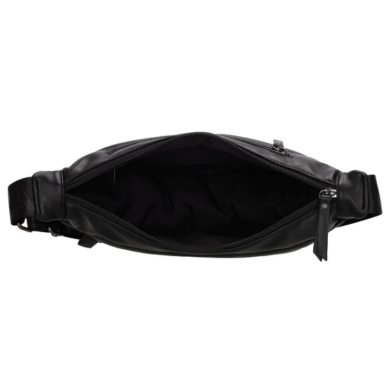 Bodybag gesteppt 33x16cm in Schwarz aus Kunstleder - leder-accessoires.com