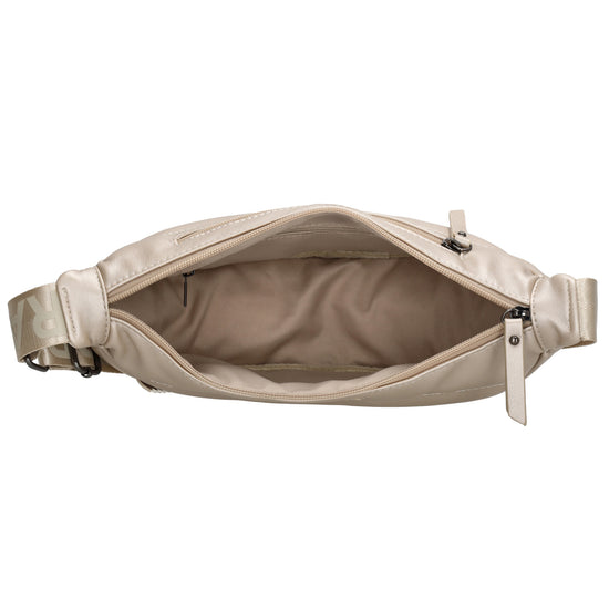 Bodybag gesteppt 33x16cm in Champagner aus Kunstleder - leder-accessoires.com