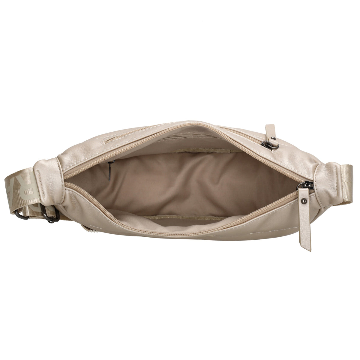 Bodybag gesteppt 33x16cm in Champagner aus Kunstleder - leder-accessoires.com
