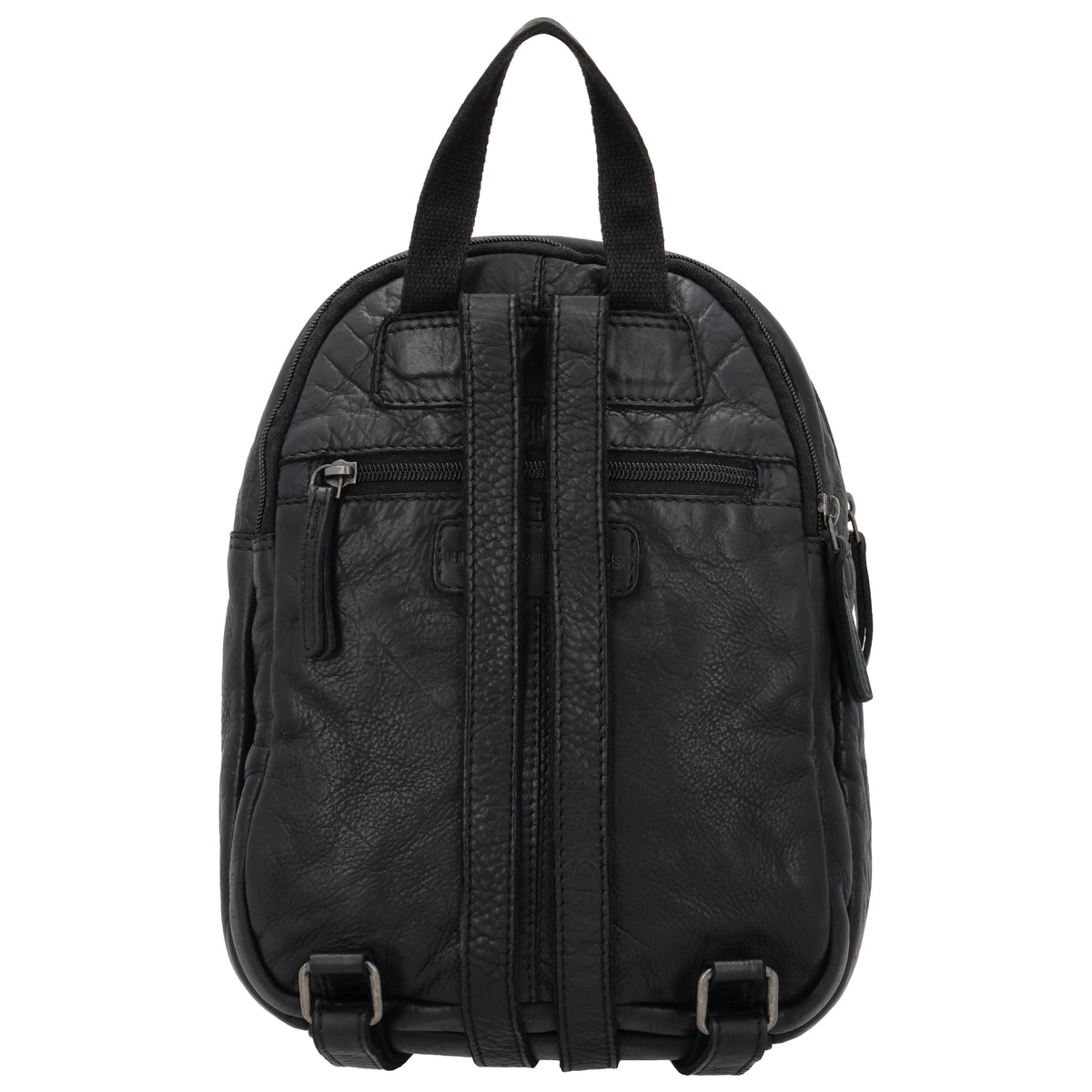 Rucksack 26 x 20cm in Schwarz mit Vortasche in Leder - leder-accessoires.com