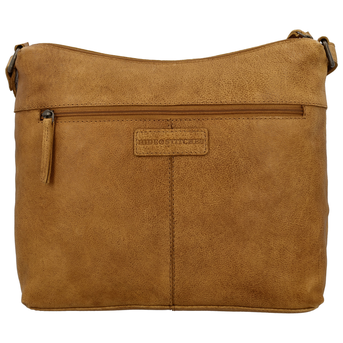 Schultertasche 34x25cm in Ocker|Gelb aus Leder mit zwei Vortaschen - leder-accessoires.com