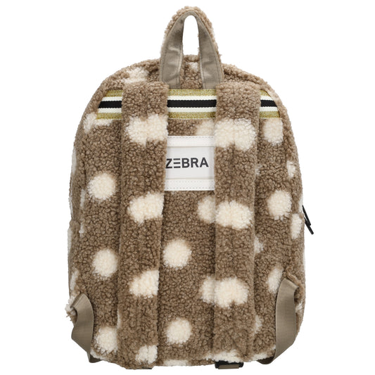Kinderrucksack 25x38cm Teddyfell mit Punkten in Taupe - leder-accessoires.com