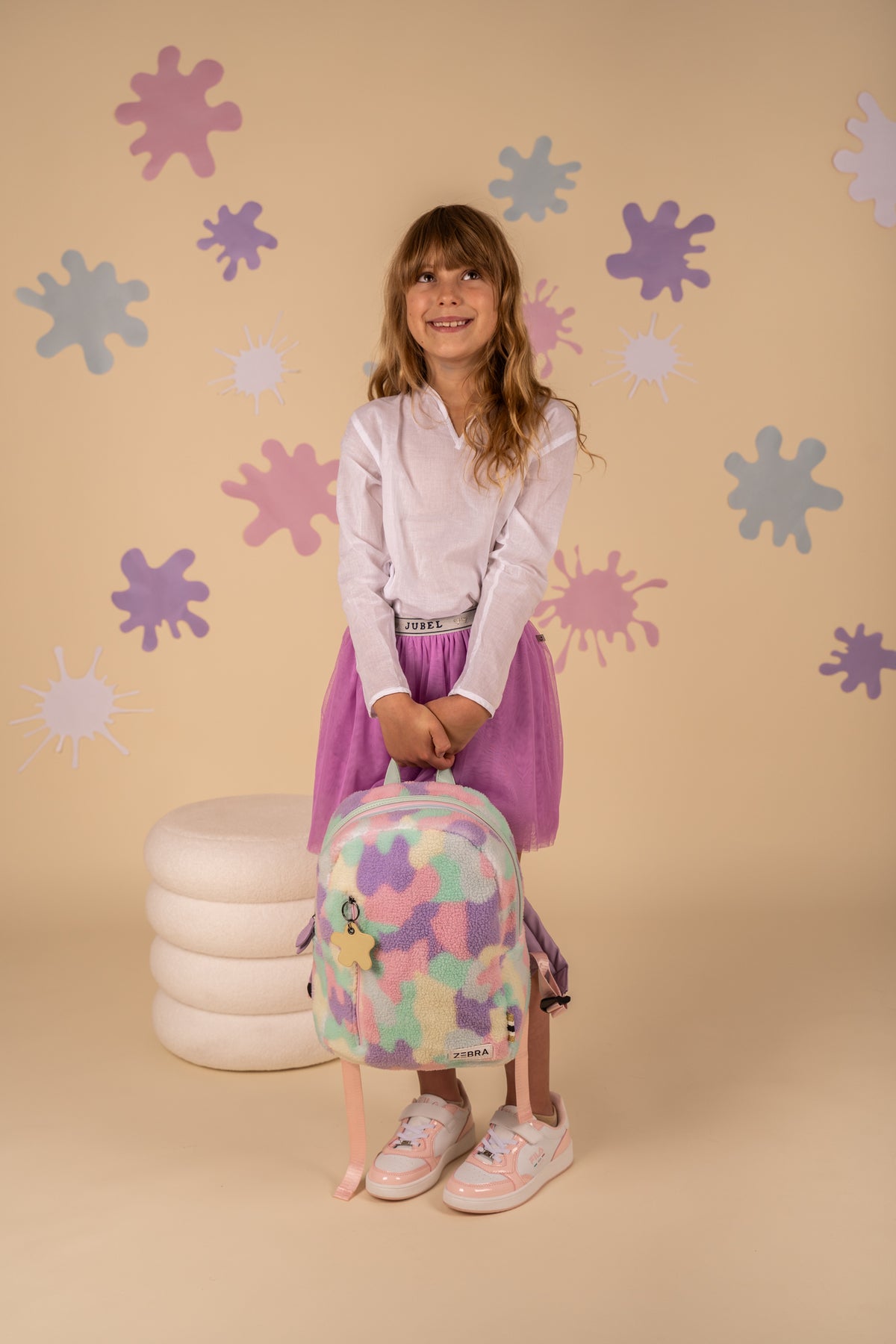 Kinderrucksack 25x35cm mit Kuhmuster-Fell in Multicolor - leder-accessoires.com