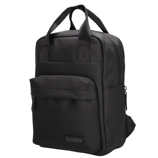 Wasserdichter City-Rucksack 22,5x30cm Schwarz mit Tabletfach & Flaschenhaltern - leder-accessoires.com