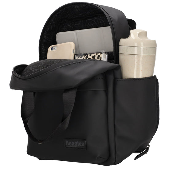 Wasserdichter City-Rucksack 22,5x30cm Schwarz mit Tabletfach & Flaschenhaltern - leder-accessoires.com