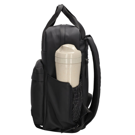 Wasserdichter City-Rucksack 22,5x30cm Schwarz mit Tabletfach & Flaschenhaltern - leder-accessoires.com