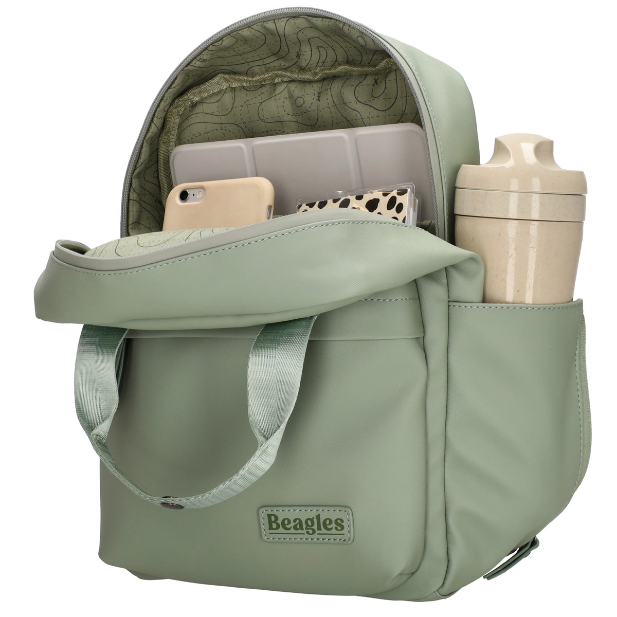 Wasserdichter Rucksack 22,5x30cm Minze – Leichter Alltags-Daypack mit Fächern - leder-accessoires.com