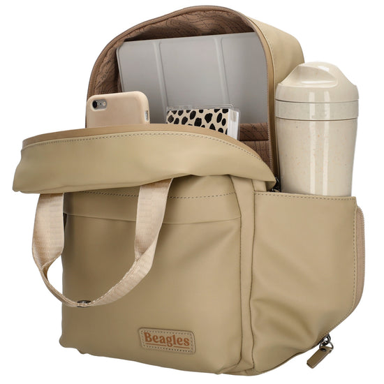 Rucksack Taupe 22,5x30cm wasserdicht – Stilvoller Alltagsrucksack mit Fächern - leder-accessoires.com