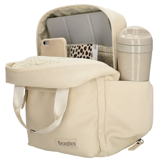 Cremefarbener Wasserdicht-Rucksack 22,5x30cm mit Tabletfach & Rückfach - leder-accessoires.com