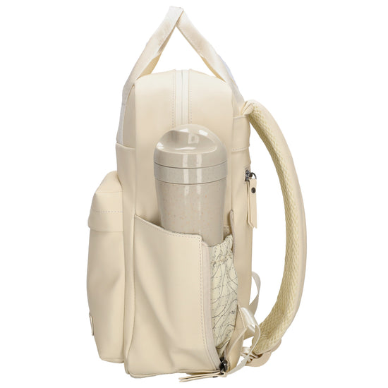 Cremefarbener Wasserdicht-Rucksack 22,5x30cm mit Tabletfach & Rückfach - leder-accessoires.com
