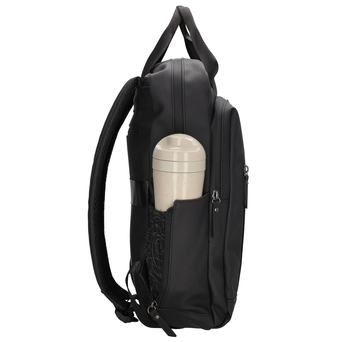 Rucksack 39x28cm in Schwarz mit Aufsteckfunktion - leder-accessoires.com