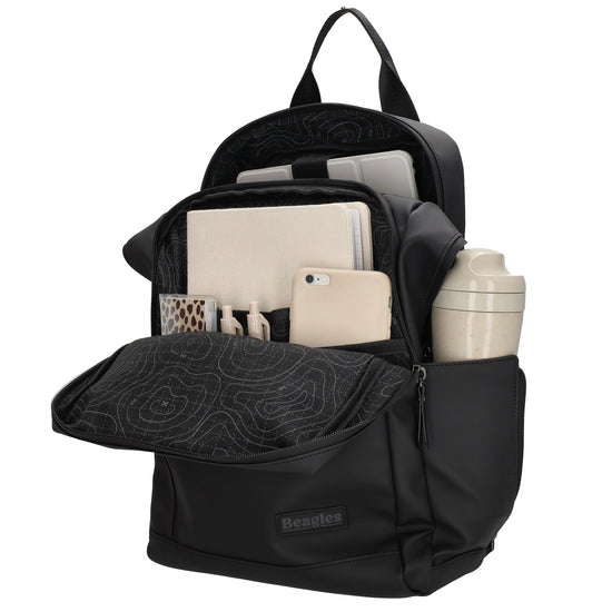 Rucksack 39x28cm in Schwarz mit Aufsteckfunktion - leder-accessoires.com