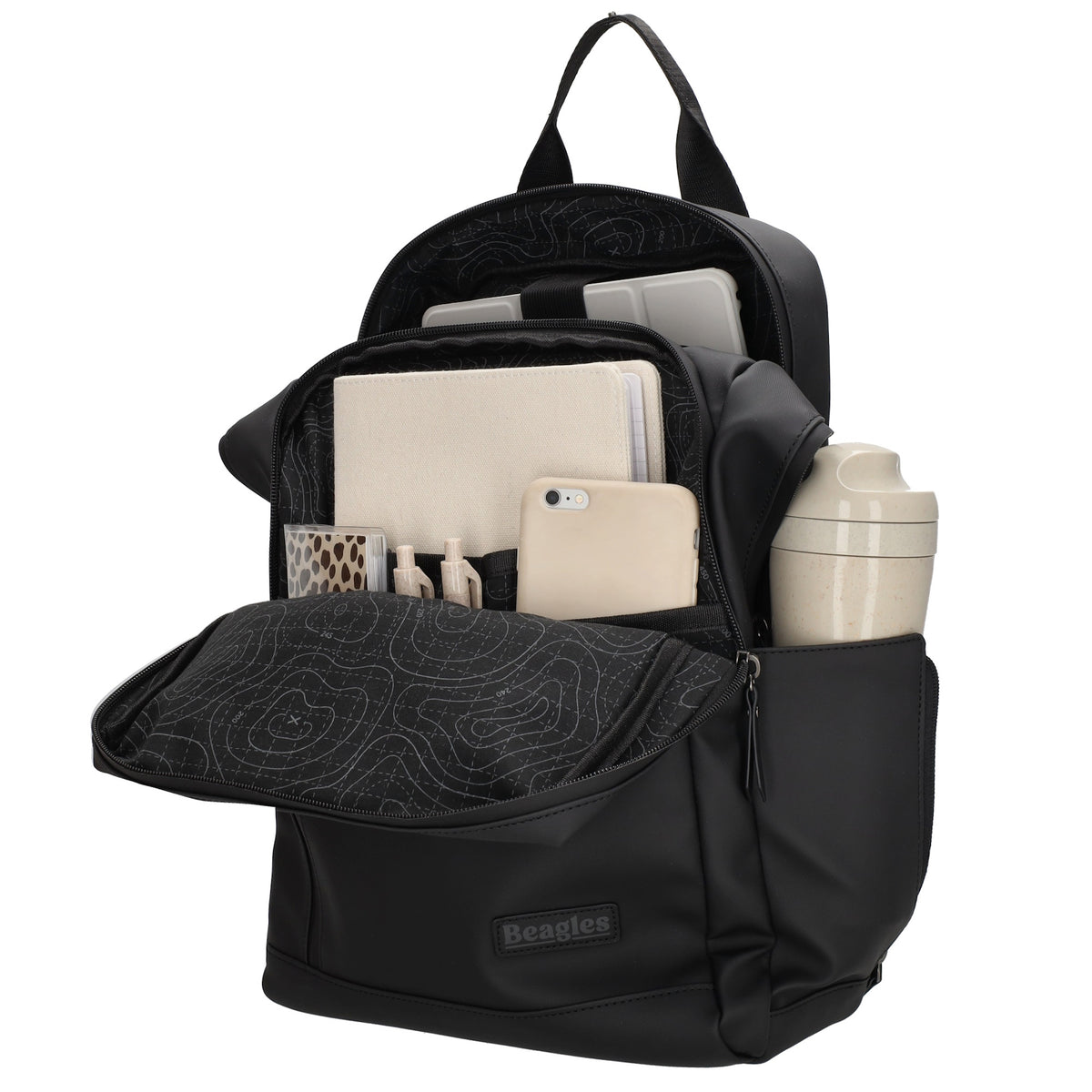 Rucksack 39x28cm in Schwarz mit Aufsteckfunktion - leder-accessoires.com