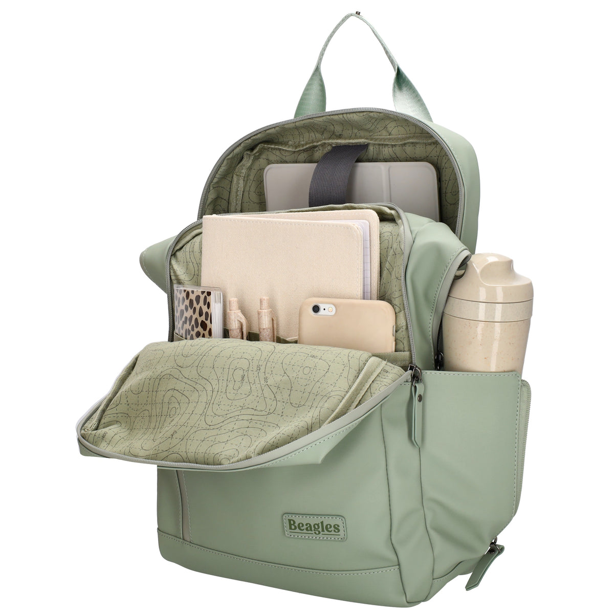 Rucksack 39x28cm in Mint mit Aufsteckfunktion - leder-accessoires.com