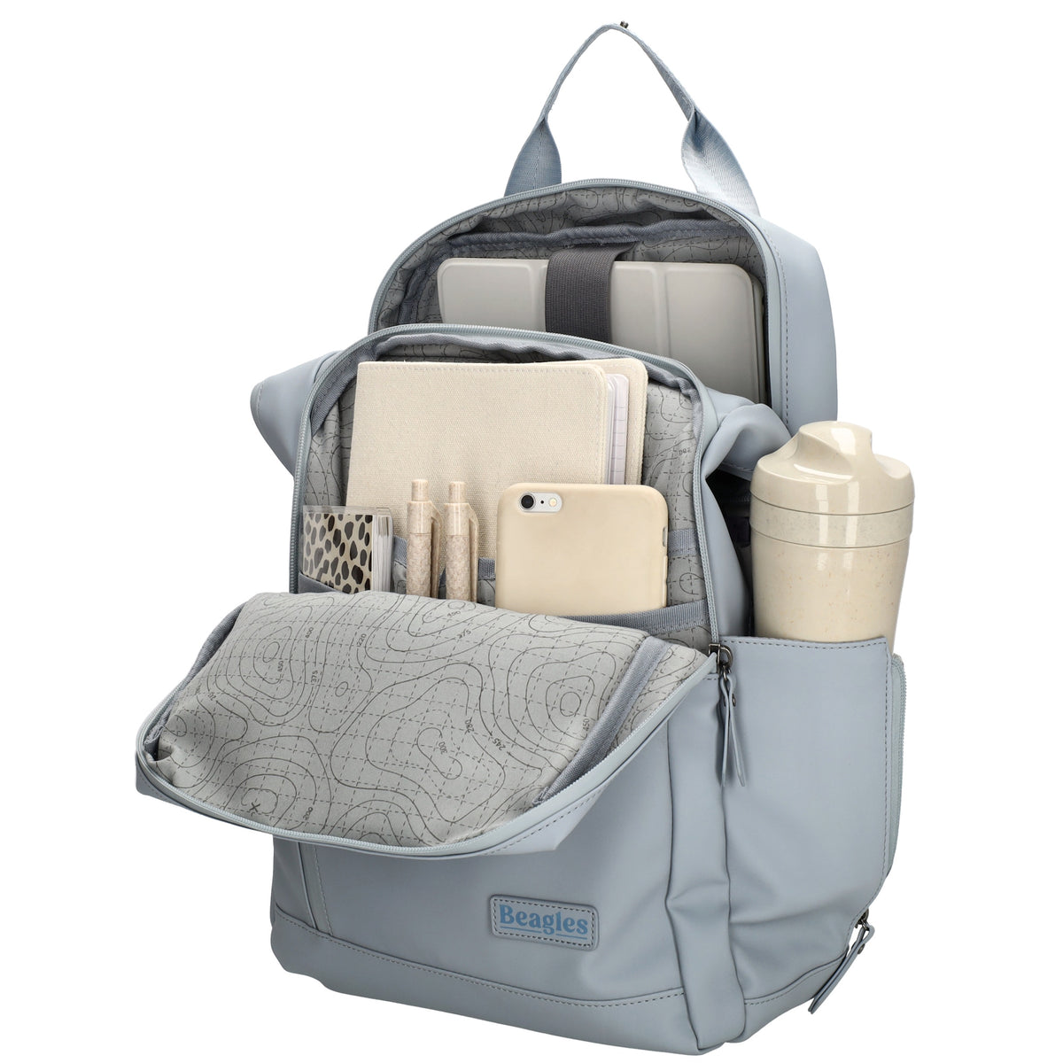 Rucksack 39x28cm in Hellblau mit Aufsteckfunktion - leder-accessoires.com