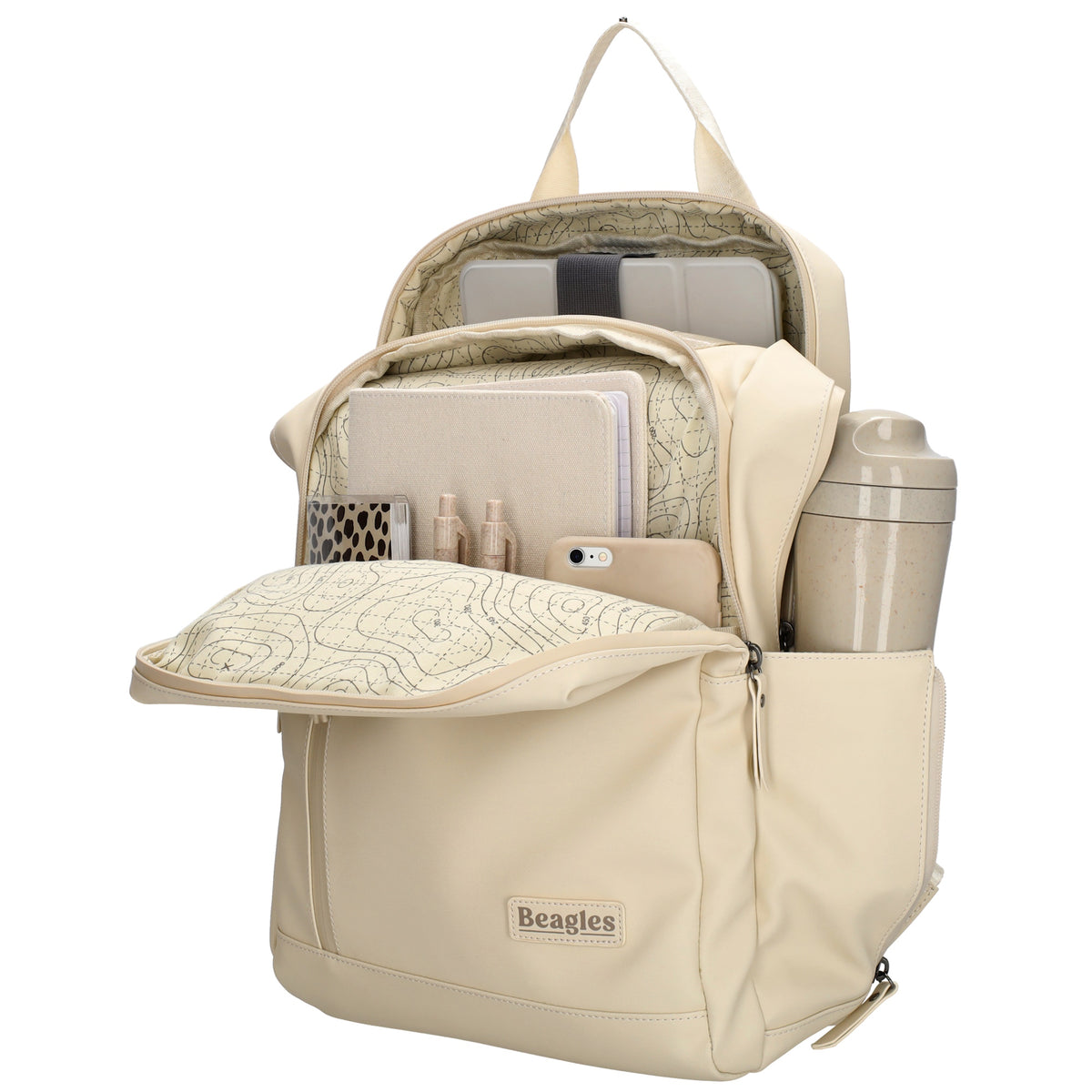 Rucksack 39x28cm in Creme mit Aufsteckfunktion - leder-accessoires.com