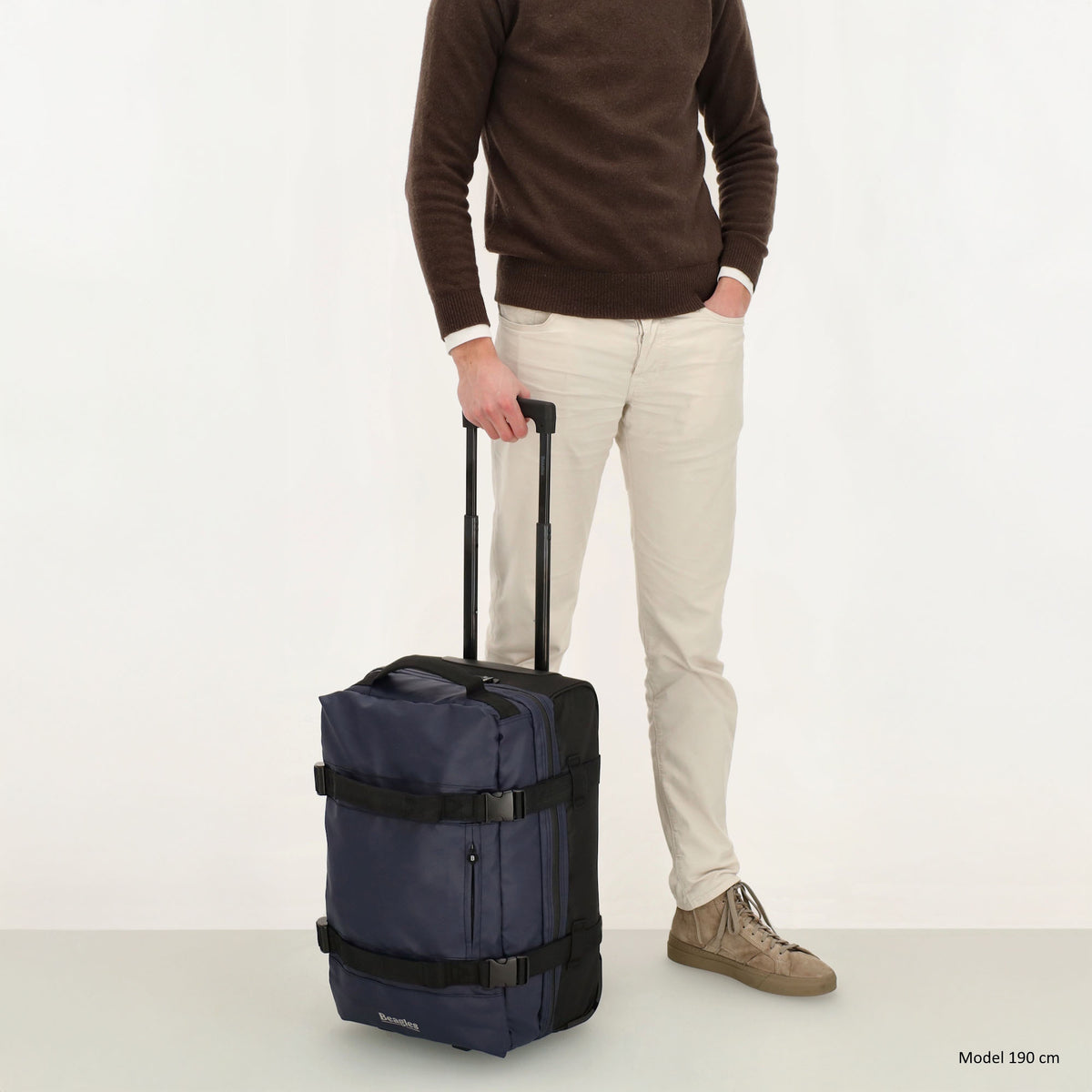 Reisetrolley | Handgepäck 52cm 2-Rad in Blau aus wasserabweisendem Nylon - leder-accessoires.com