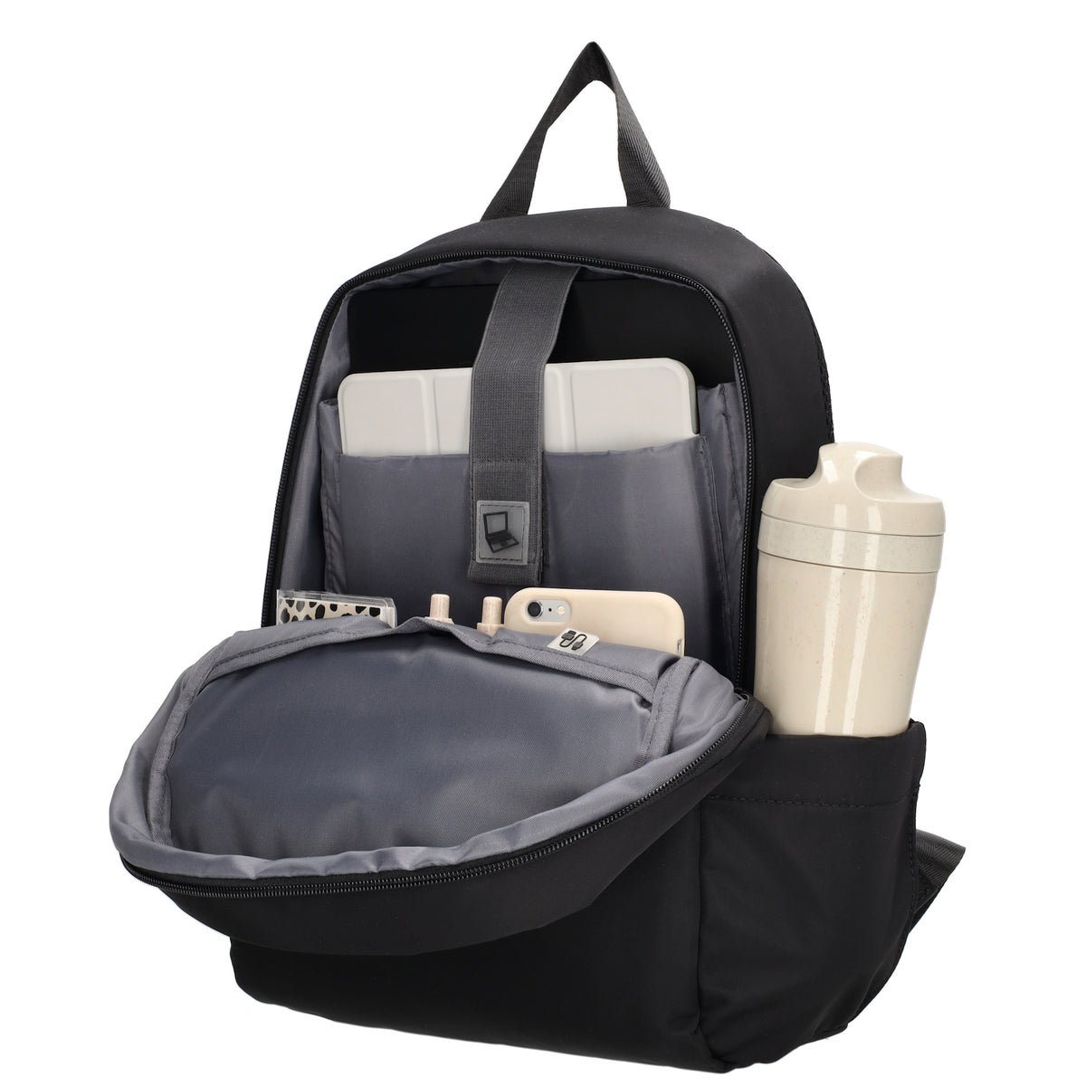 City-| Reiserucksack 24 x 38cm in Schwarz mit Reißverschluss - leder-accessoires.com