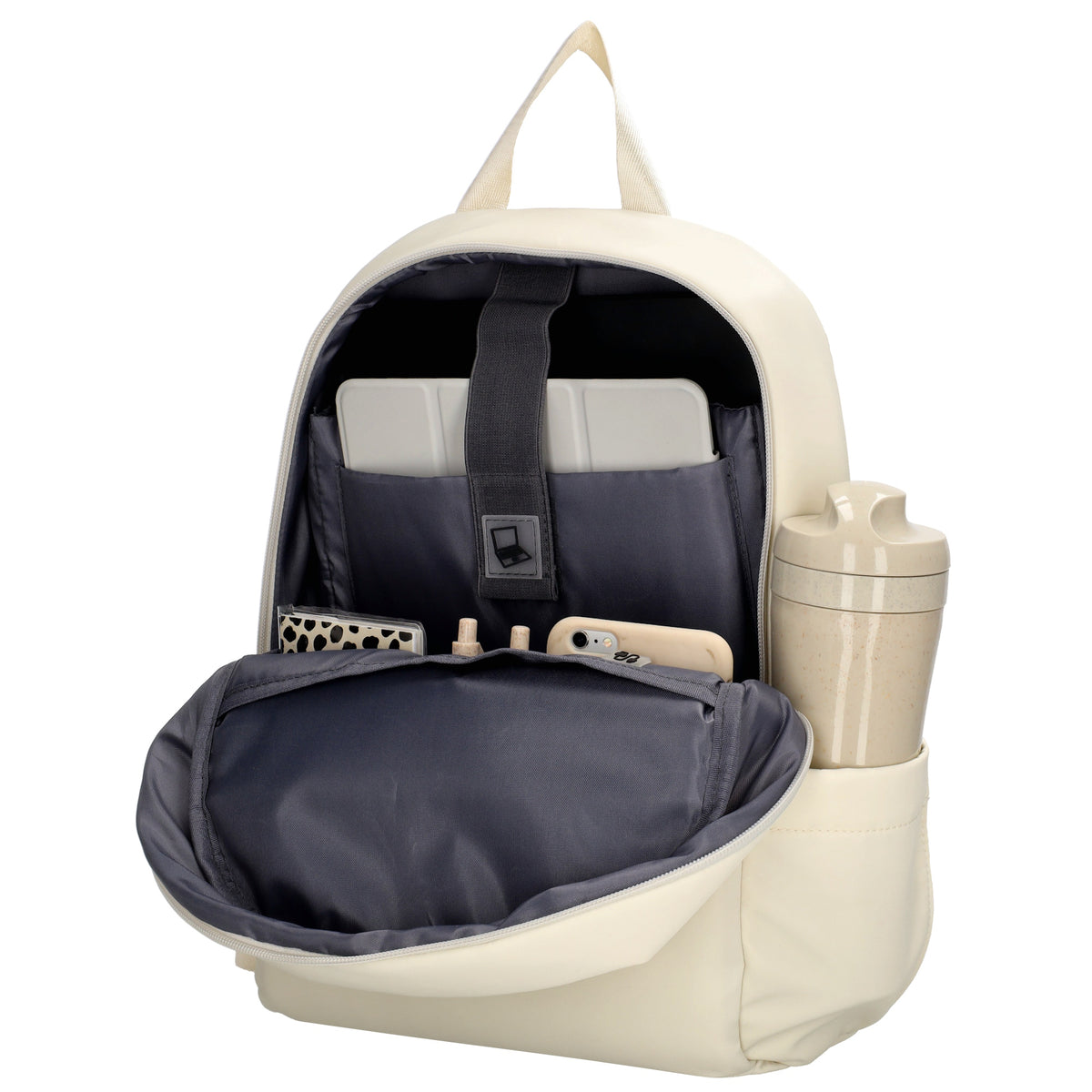 City-| Reiserucksack 24 x 38cm in Creme mit Reißverschluss - leder-accessoires.com