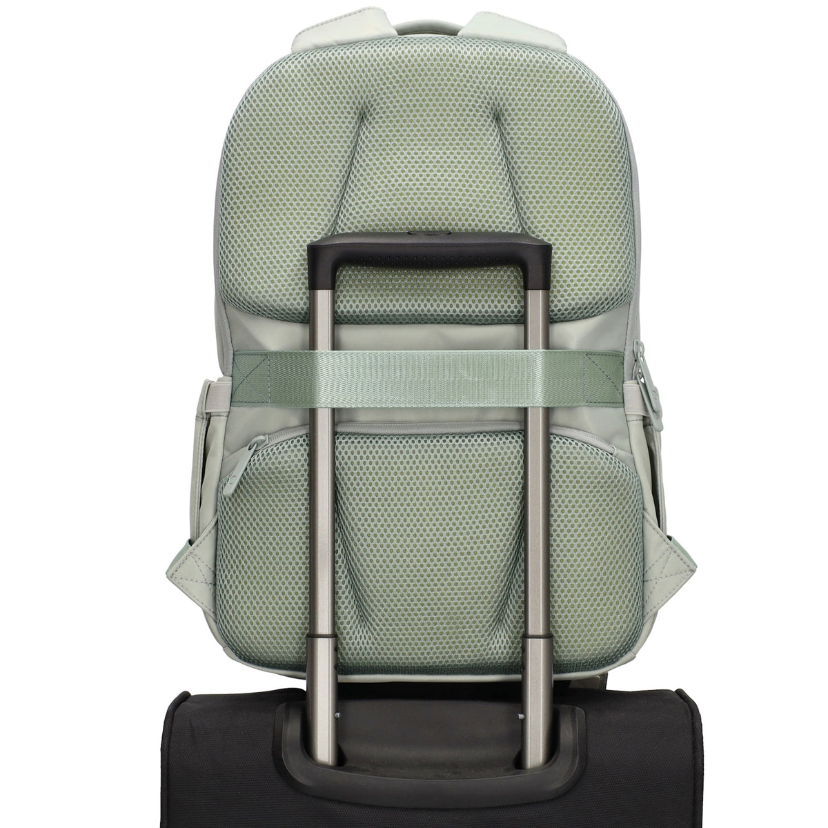 Business-|Rucksack 32 x 45cm in Minze mit Trolley-Aufsteckfunktion - leder-accessoires.com