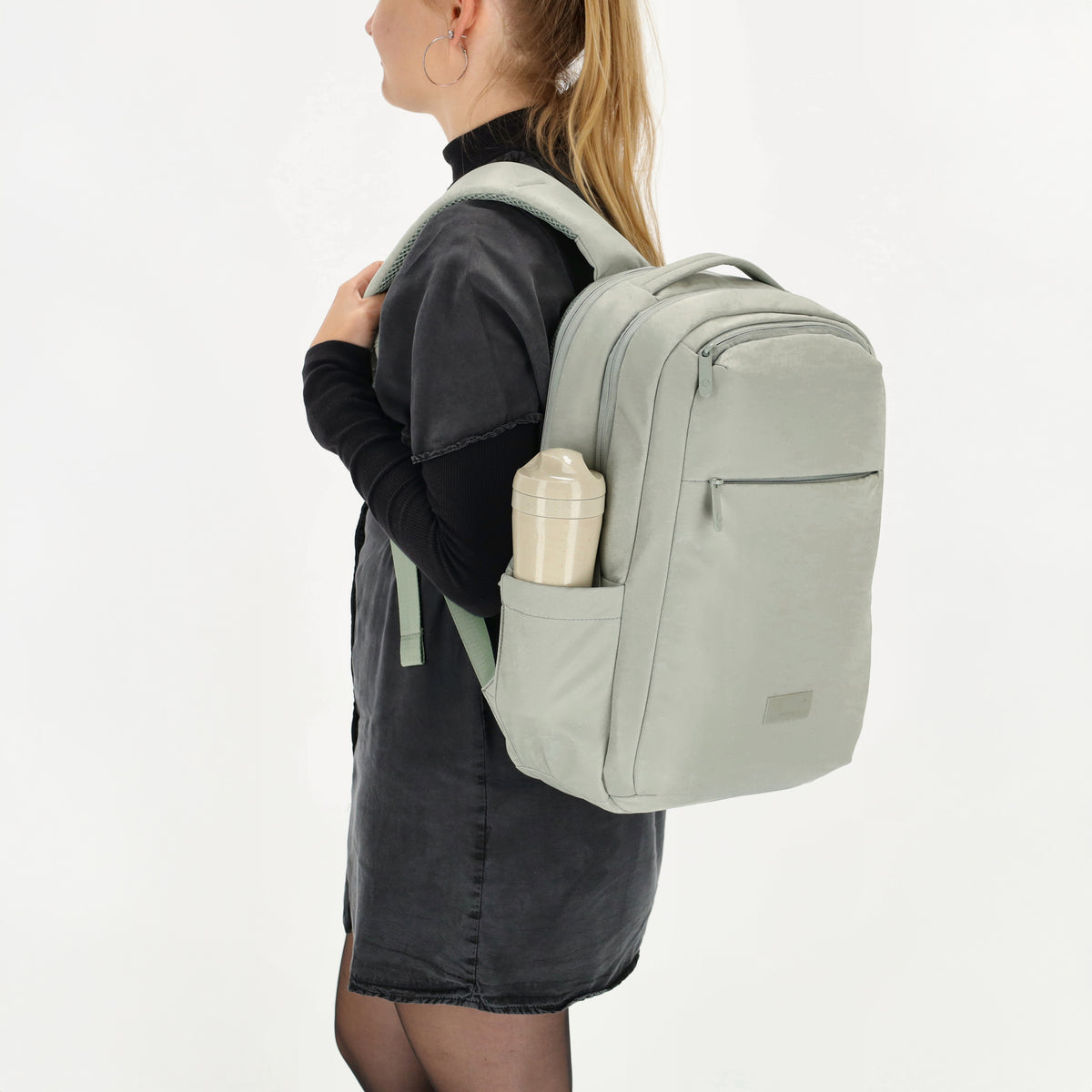Business-|Rucksack 32 x 45cm in Minze mit Trolley-Aufsteckfunktion - leder-accessoires.com