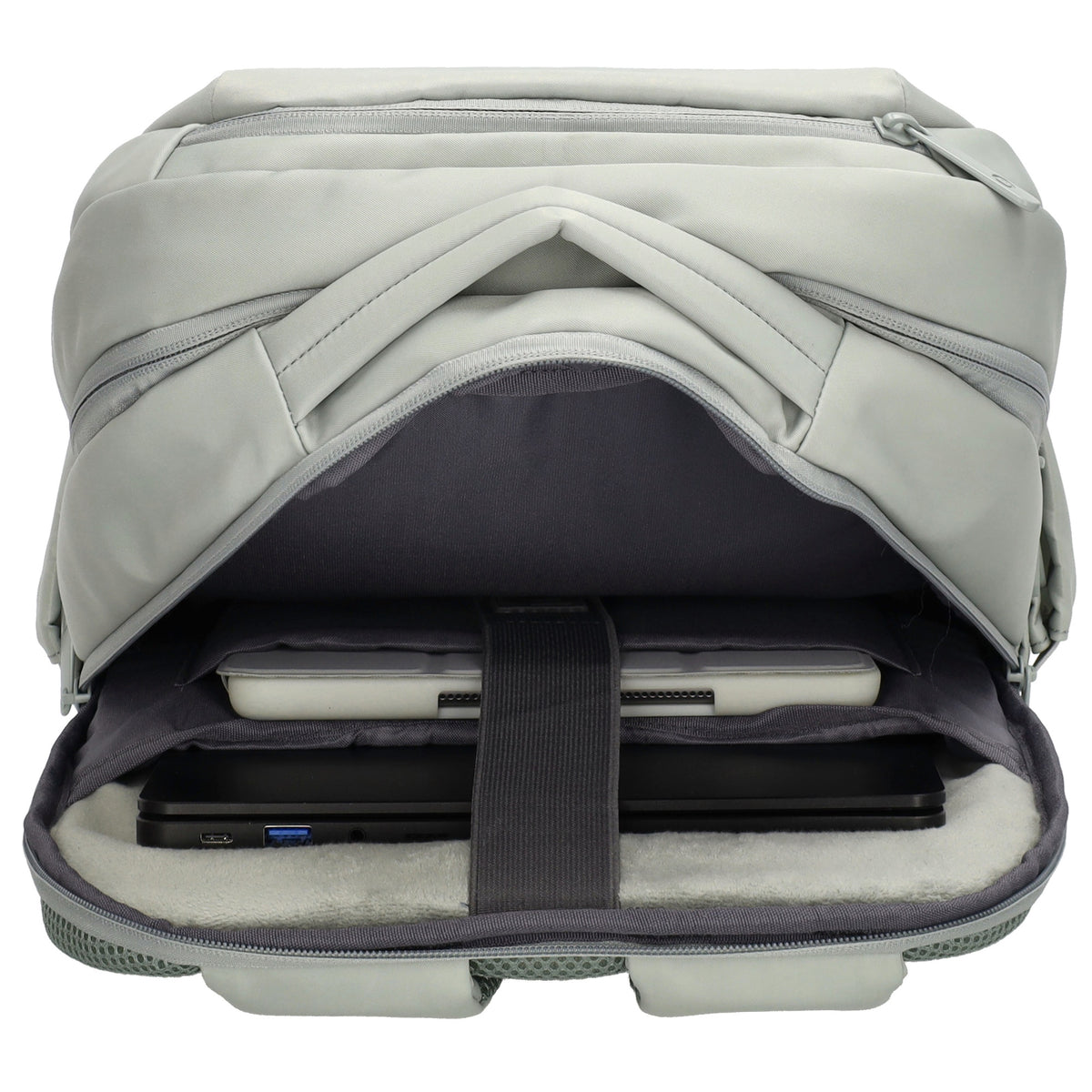 Business-|Rucksack 32 x 45cm in Minze mit Trolley-Aufsteckfunktion - leder-accessoires.com