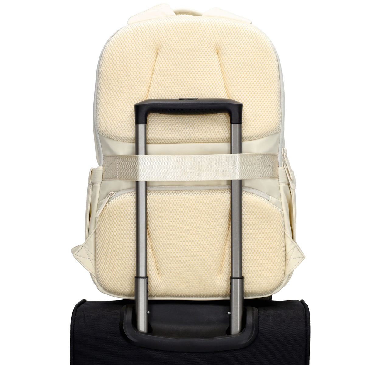 Business-|Rucksack 32 x 45cm in Creme mit Trolley-Aufsteckfunktion - leder-accessoires.com