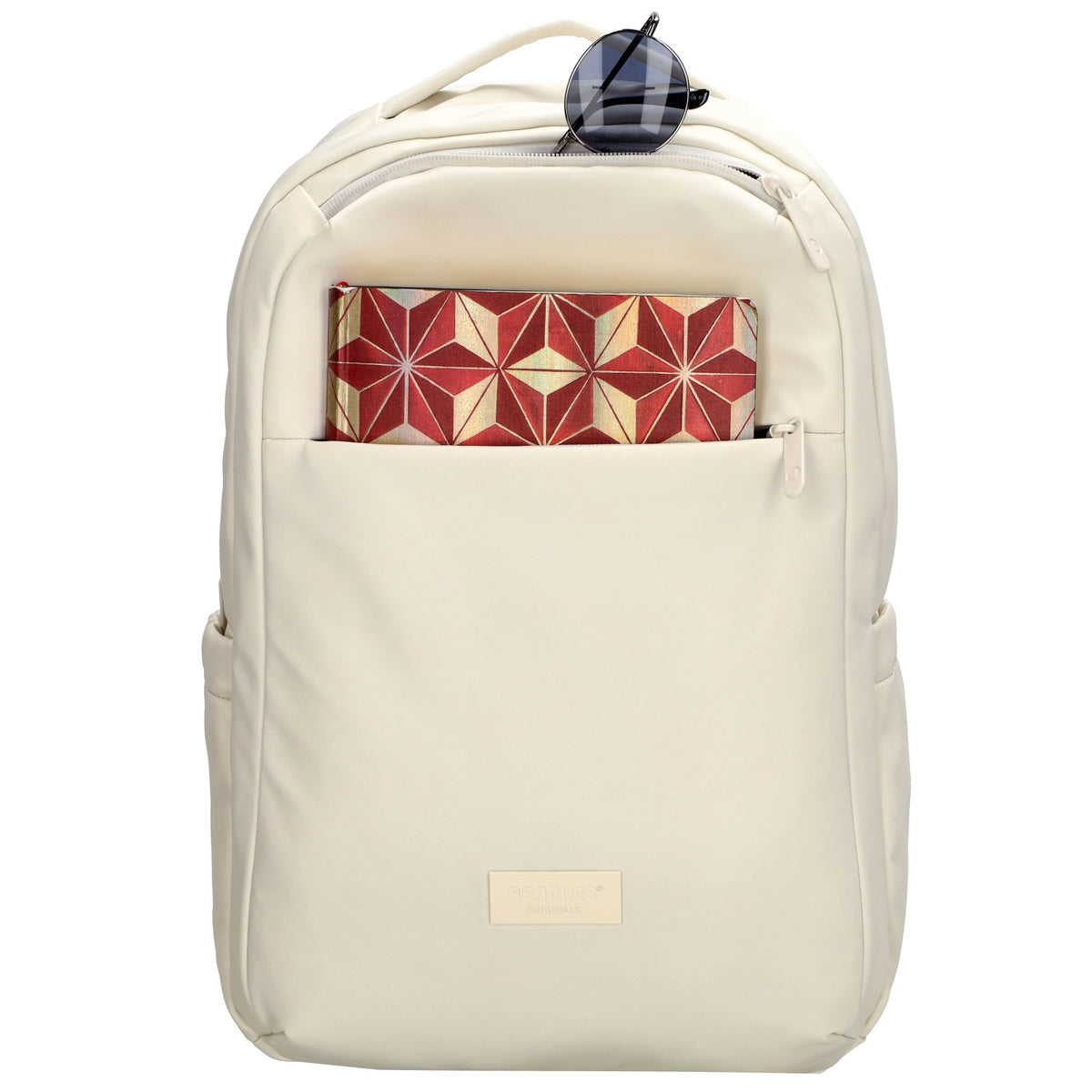 Business-|Rucksack 32 x 45cm in Creme mit Trolley-Aufsteckfunktion - leder-accessoires.com