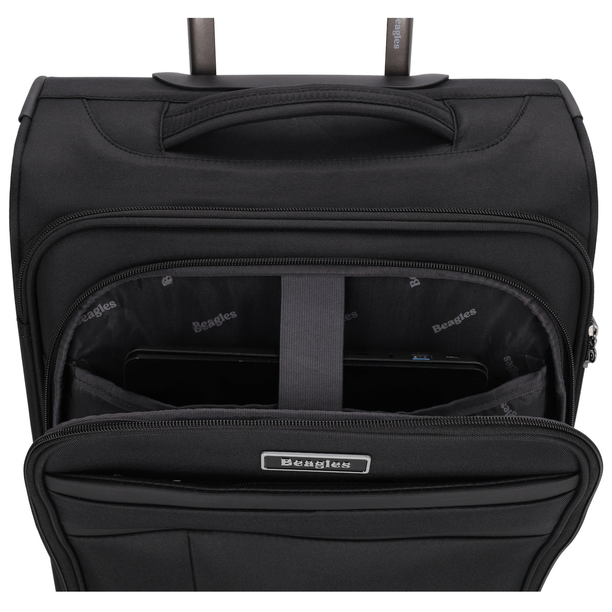 Reisetrolley|Weichgepäck 55cm in Schwarz mit 4-Rad - leder-accessoires.com
