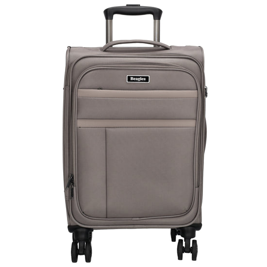 Reisetrolley|Weichgepäck 55cm in Taupe mit 4-Rad - leder-accessoires.com