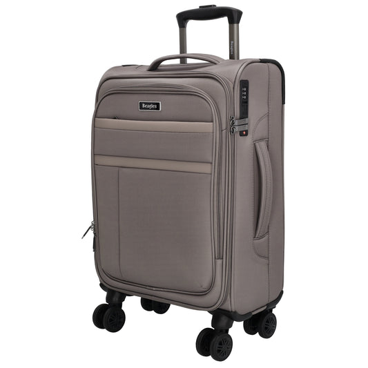 Reisetrolley|Weichgepäck 55cm in Taupe mit 4-Rad - leder-accessoires.com