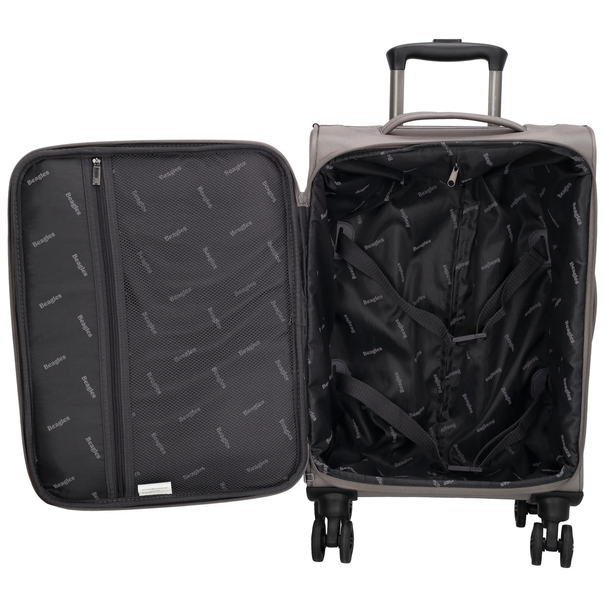 Reisetrolley|Weichgepäck 55cm in Taupe mit 4-Rad - leder-accessoires.com