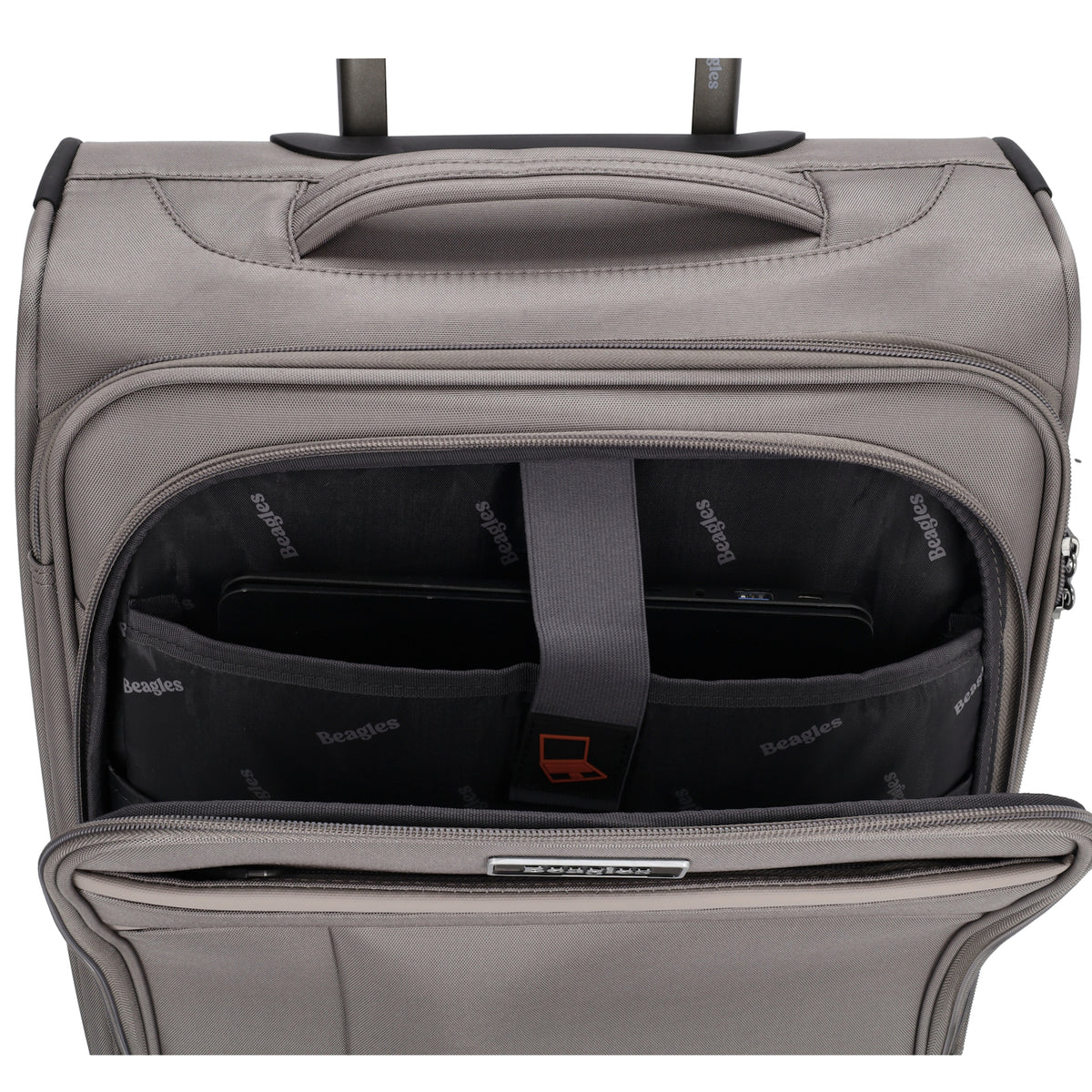 Reisetrolley|Weichgepäck 55cm in Taupe mit 4-Rad - leder-accessoires.com