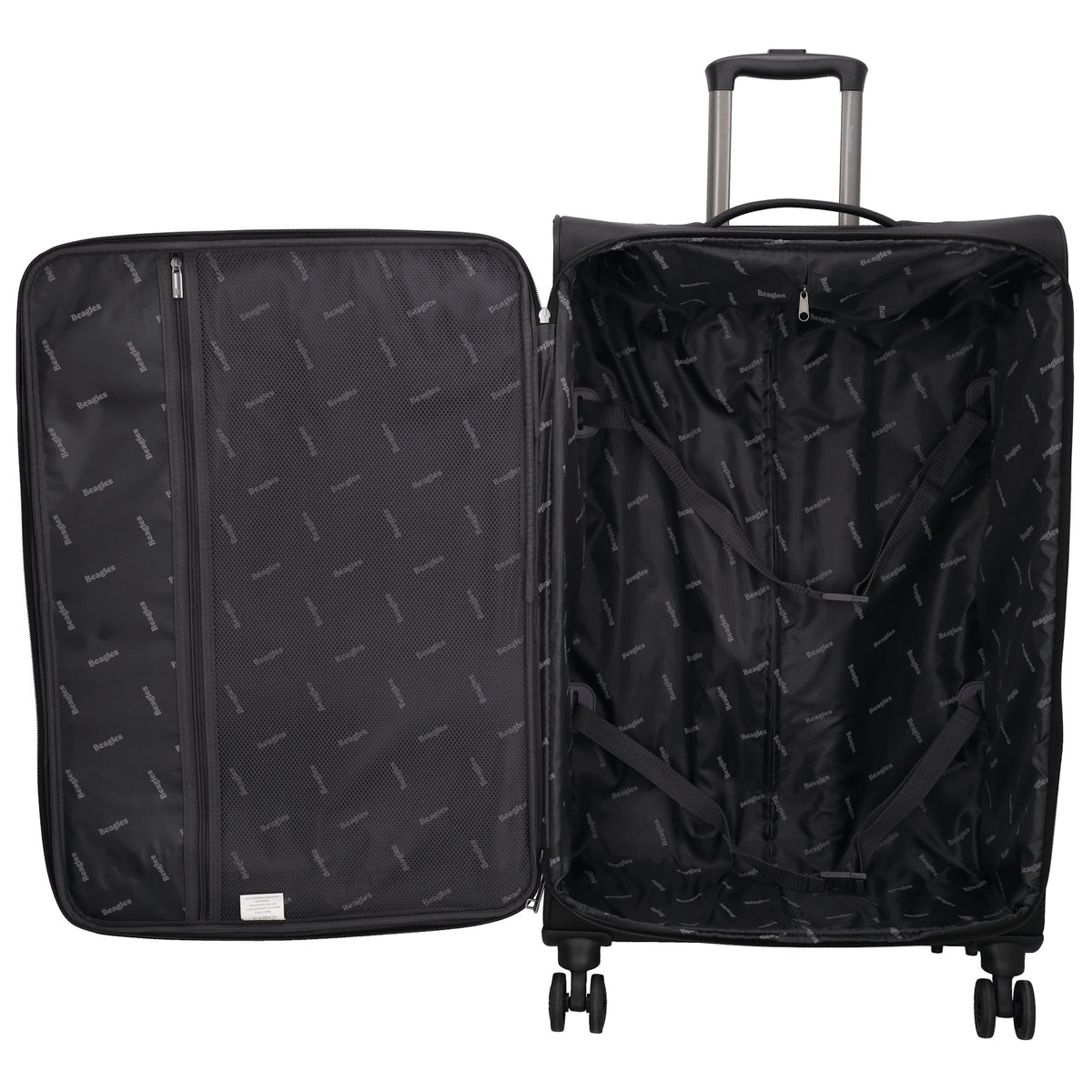 Reisetrolley|Weichgepäck im SET 76|66|57cm in Schwarz mit 4-Rad - leder-accessoires.com