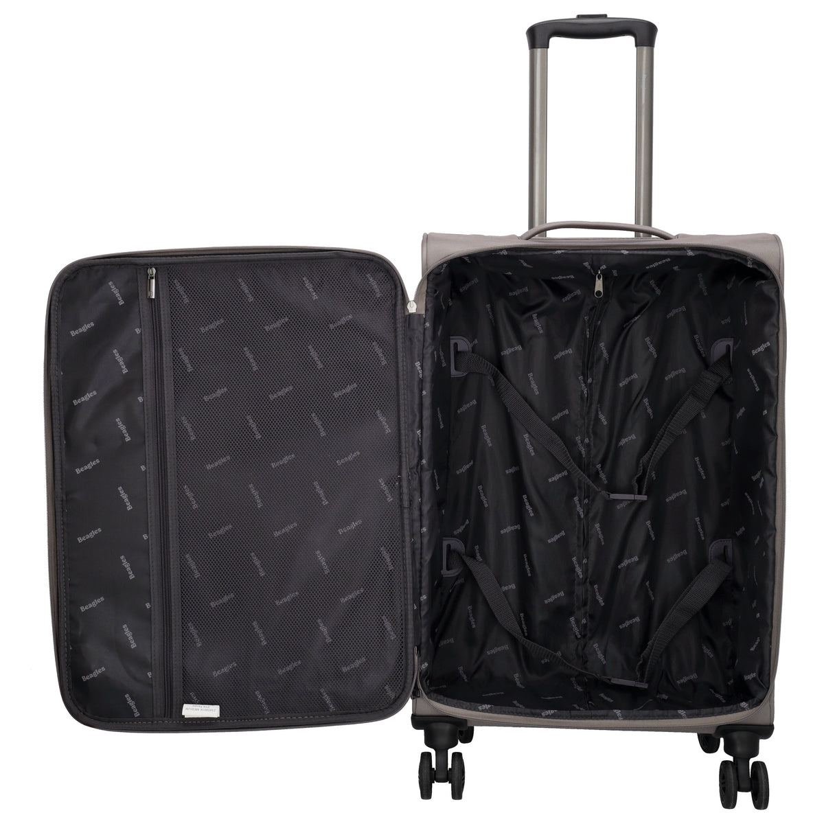 Reisetrolley|Weichgepäck 66cm in Taupe mit 4-Rad - leder-accessoires.com