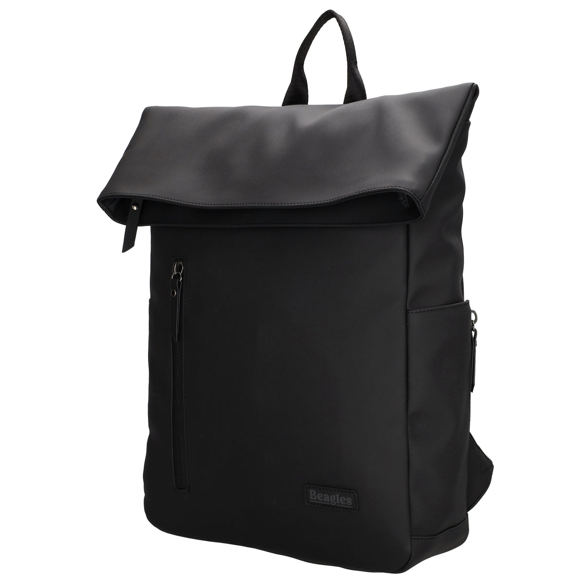 Cityrucksack 36x28cm in Schwarz mit Umschlag und Reißverschluss - leder-accessoires.com