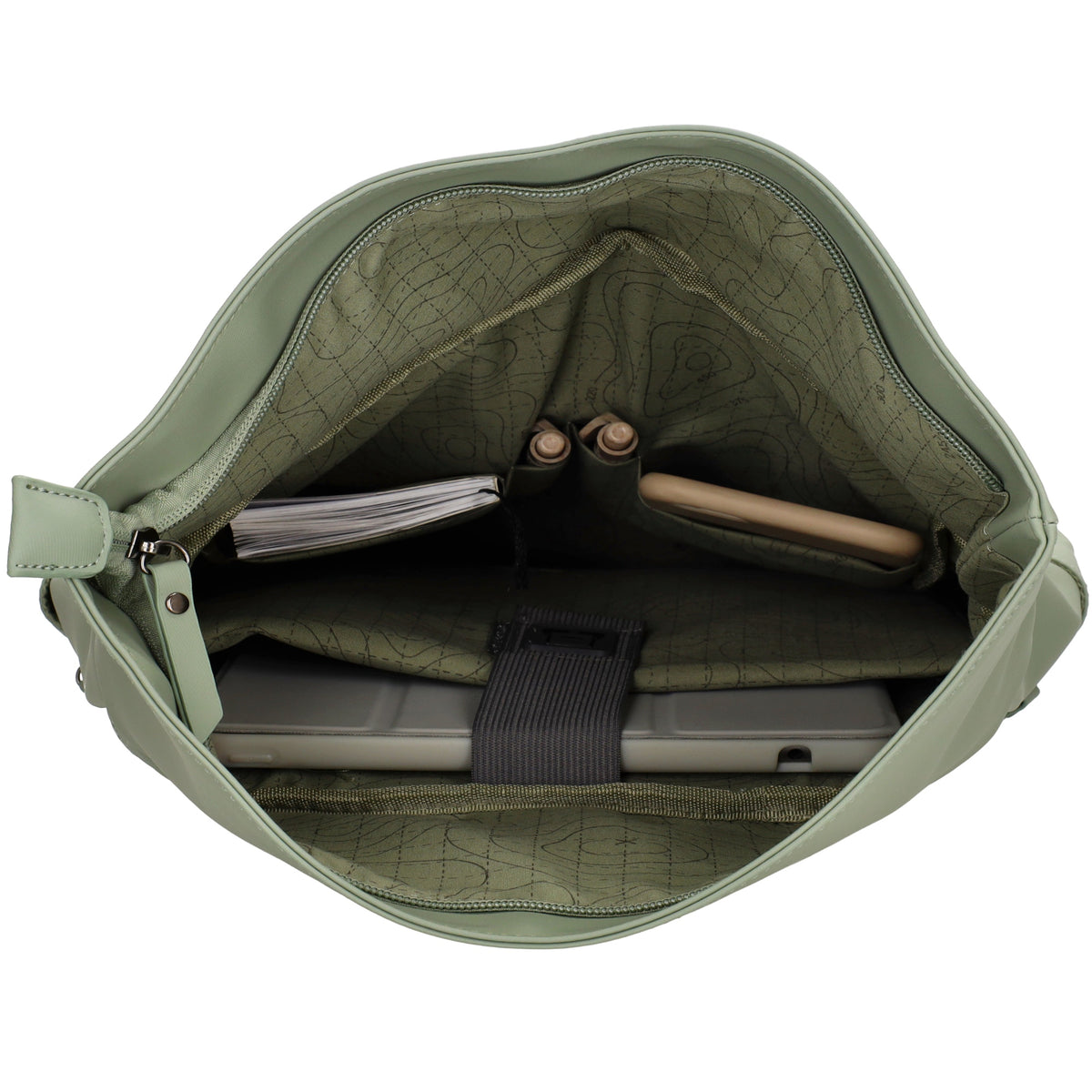 Cityrucksack 36x28cm in Mint mit Umschlag und Reißverschluss - leder-accessoires.com