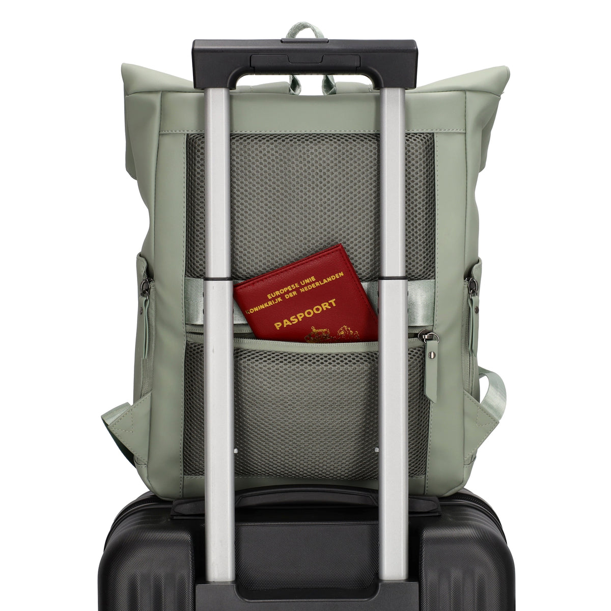 Cityrucksack 36x28cm in Mint mit Umschlag und Reißverschluss - leder-accessoires.com