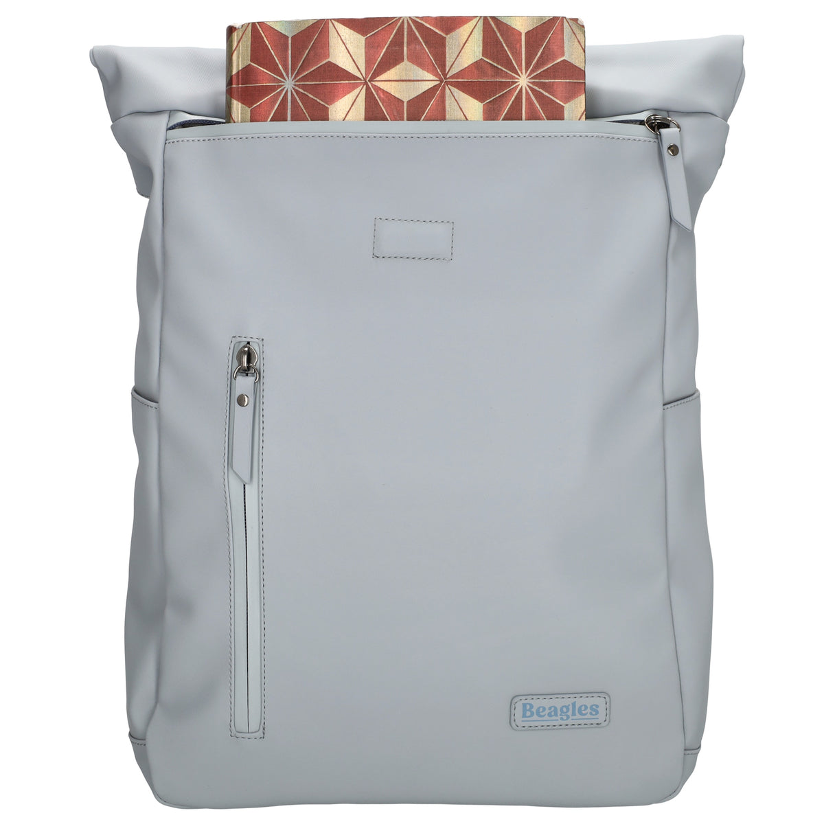 Cityrucksack 36x28cm in Hellblau mit Umschlag und Reißverschluss - leder-accessoires.com