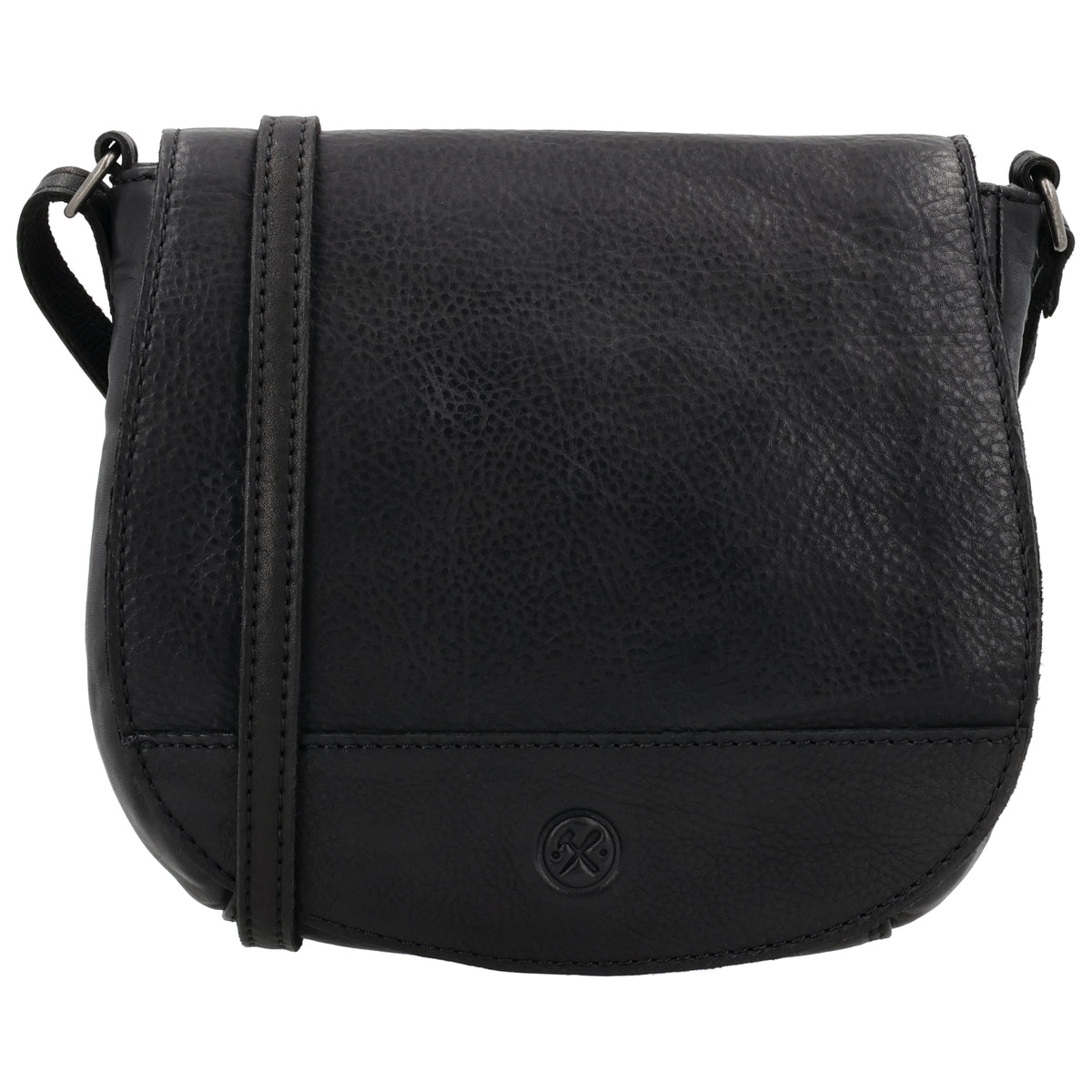 Satteltasche 20 x 19,5cm in Schwarz mit Überschlag und Reißverschluss - leder-accessoires.com