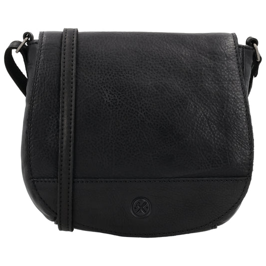 Satteltasche 20 x 19,5cm in Schwarz mit Überschlag und Reißverschluss - leder-accessoires.com