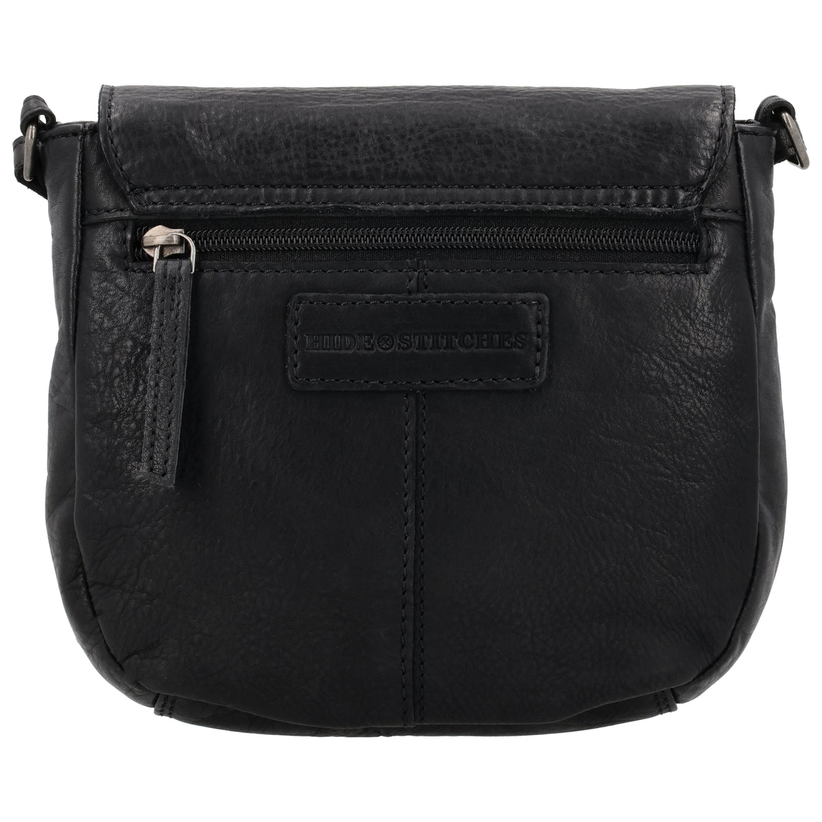 Satteltasche 20 x 19,5cm in Schwarz mit Überschlag und Reißverschluss - leder-accessoires.com