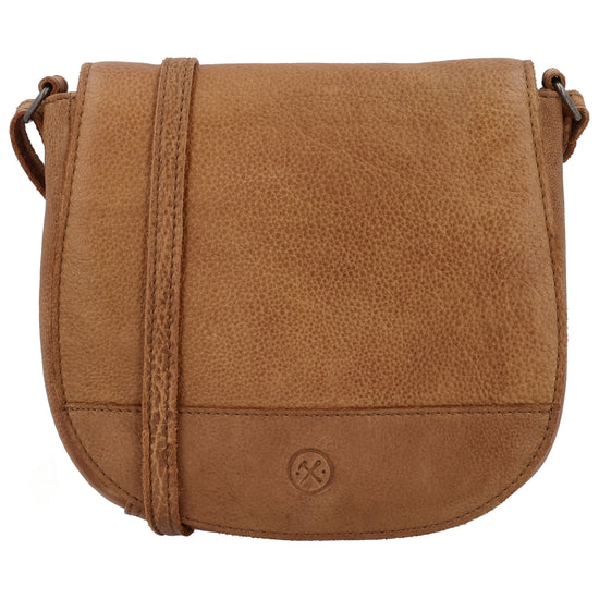 Satteltasche 20 x 19,5cm in Cognac mit Überschlag und Reißverschluss - leder-accessoires.com